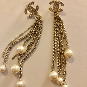 Chanel pearl tassel earrings